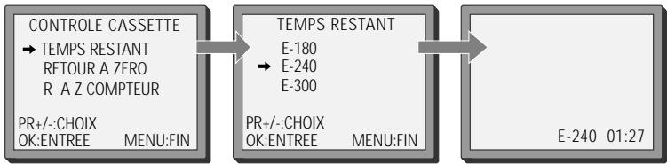 DAEWOO SVP2600 - Temps de bande restante et durée d'enregistrement de la cassette - 1