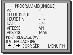 DAEWOO VCR5361B - Programmation d'enregistrement normale - 7