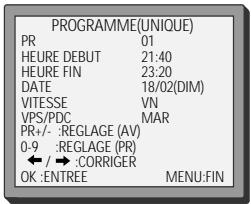 DAEWOO VCR5361B - Programmation d'enregistrement normale - 10