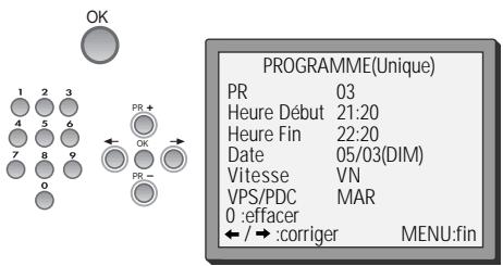 DAEWOO VQ253 - Liste des programmations - modifier ou effacer des programmations - 4