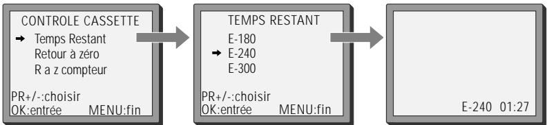 DAEWOO VQ253 - Temps de bande restant et durée d'enregistrement des cassettes - 1