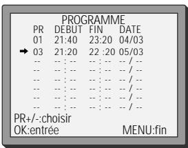DAEWOO VQ253 - Liste des programmations - modifier ou effacer des programmations - 3