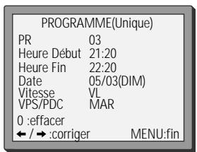 DAEWOO VQ997 - Liste des programmations - Modifier ou effacer des programmations - 5