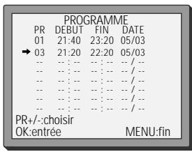 DAEWOO VQ997 - Liste des programmations - Modifier ou effacer des programmations - 3