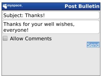BLACKBERRY MYSPACE - Post a bulletin - 1