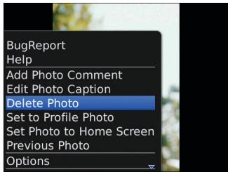 BLACKBERRY MYSPACE - Delete a photo - 1