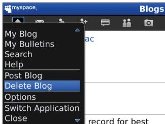 BLACKBERRY MYSPACE - Delete a blog entry - 1