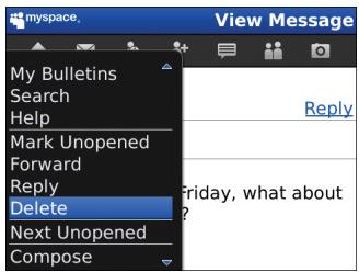 BLACKBERRY MYSPACE - Delete a message - 1