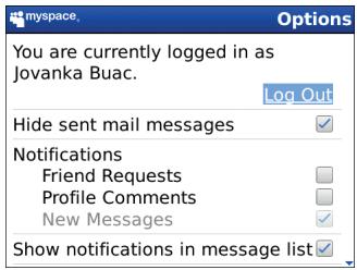 BLACKBERRY MYSPACE - Switch MySpace accounts - 1