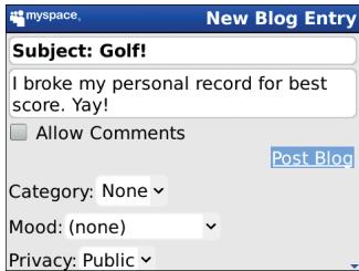 BLACKBERRY MYSPACE - Post a new blog entry - 1