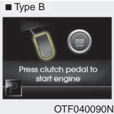 KIA OPTIMA 2011 - Press clutch pedal to start engine (Appuyez sur la pédale d'embrayage pour faire démarrer le moteur) - 2
