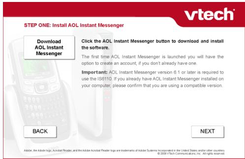 VTECH IS6110 - Installation du logiciel MSN Messenger/AOL Instant Messenger - 1