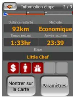MIO MAP-V3.2-P350-P550 - Données de l'itinéraire affichées (concernant la destination et les étapes) - 3