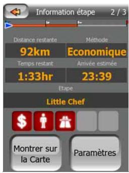 MIO MAP-V3.2-P350-P550 - Données de l'itinéraire affichées (concernant la destination et les étapes) - 2