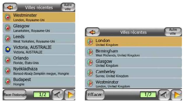 MIO MAP-V3.2-P350-P550 - Sélectionner la ville, l'état et le pays où effectuer une recherche - 1