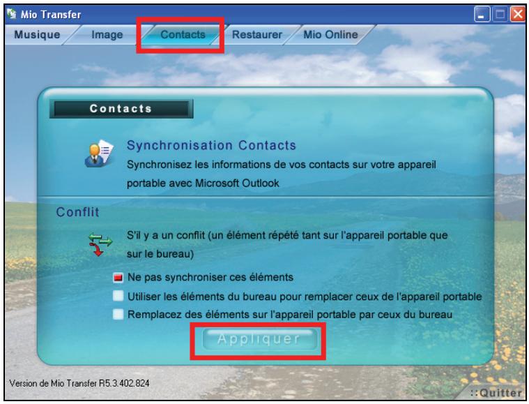 MIO 269+ - Synchronisation des contacts de votre appareil et de votre PC - 2
