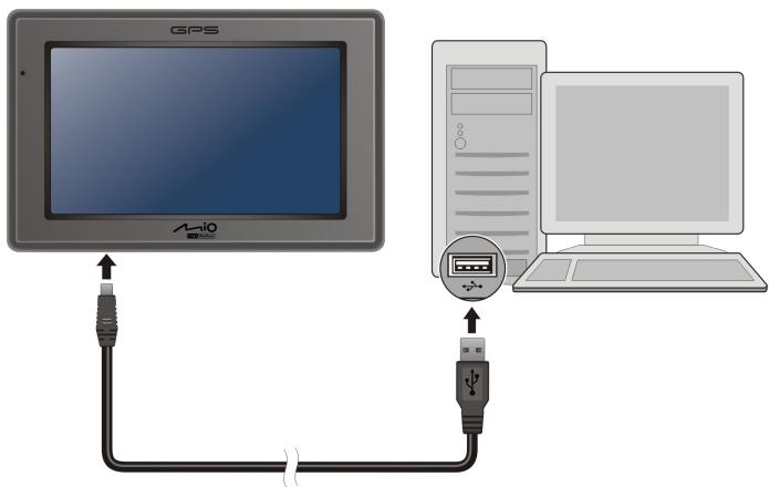 MIO C320B - Recharge de la Batterie via le cable USB - 1
