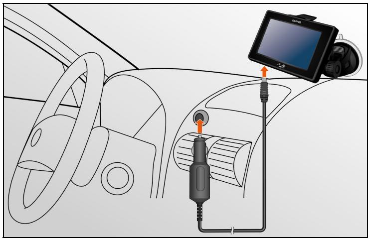 MIO C320B - Connector le chargeur de voiture - 1