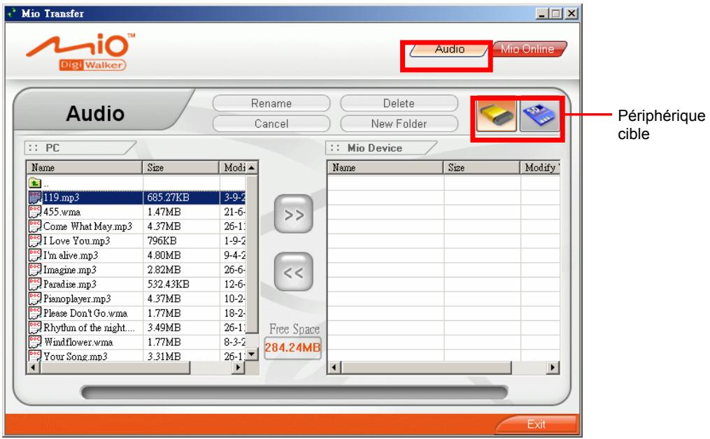 MIO C320B - Copier des fichiers multimédia vers votre apparéil - 3