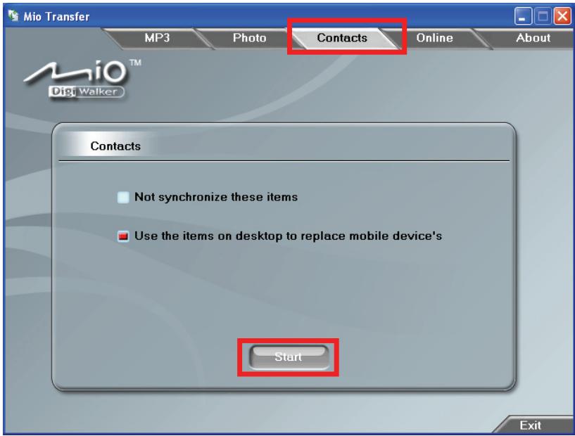 MIO C510E - Copier les informations de contacts vers votre périphérique - 2