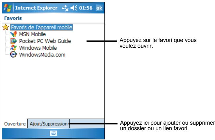 MIO P350 - Affichage des favoris de l'appareil mobile et des chaînes - 1