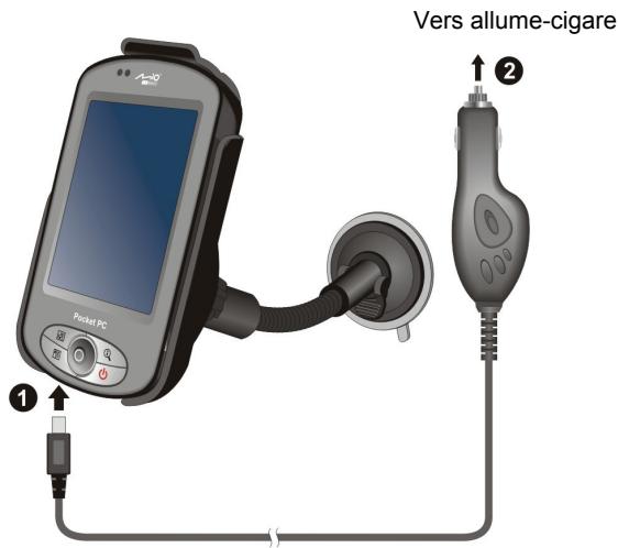 MIO P350 - Brancher le chargeur pour voiture - 1