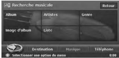 CLARION MAX973HD - Affichage de l'écran recherche de musique - 1