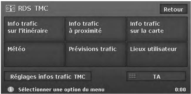 CLARION MAX973HD - Écran du menu RDS TMC - 1