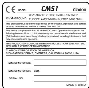 CLARION CMS1 - ADVERTENCIA - 1