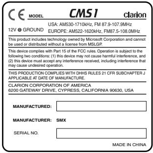 CLARION CMS1 - WARNING - 1