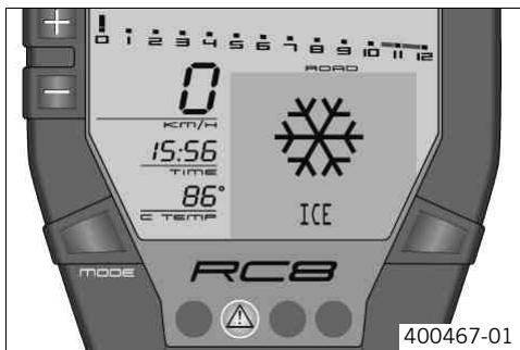 KTM 1190 RC8 R JP - Remarques/messages d'advertisement sur le tableau de bord - 8
