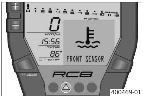 KTM 1190 RC8 R JP - Remarques/messages d'advertisement sur le tableau de bord - 5