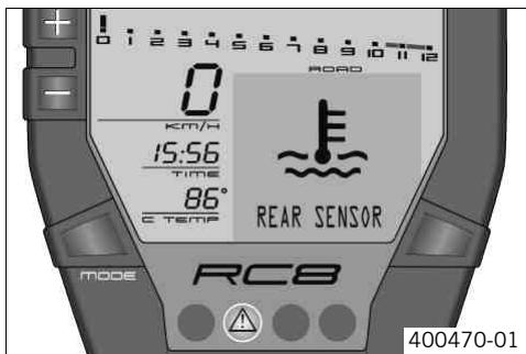 KTM 1190 RC8 R JP - Remarques/messages d'advertisement sur le tableau de bord - 6