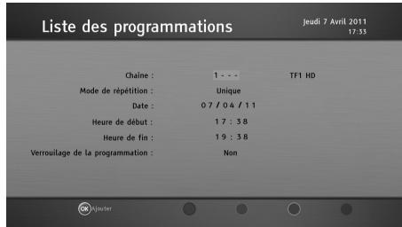 SAGEMCOM BPRSI88-250 HD,  PACK BPRSI88-250 HD TNTSAT - Programmer manuellement un enregistrement - 1