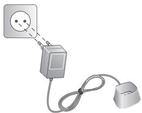 SAGEMCOM PHONEFAX 48TDS DUO - Raccorder le cordon d'alimentation de la base de chargement - 1