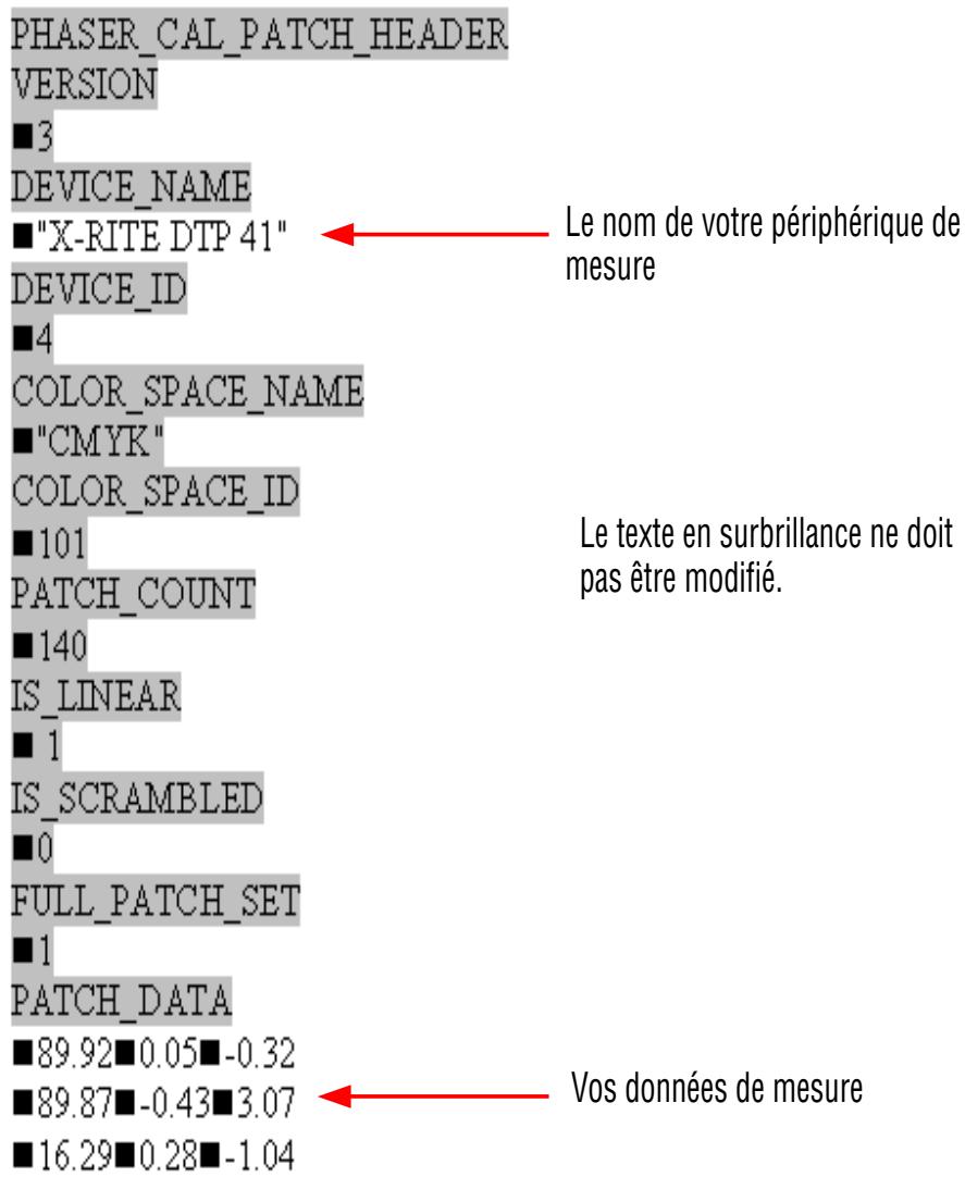 XEROX PHASER 7700 - Fichier de données d'étalonnage à partir du spectrophotomètre - 1