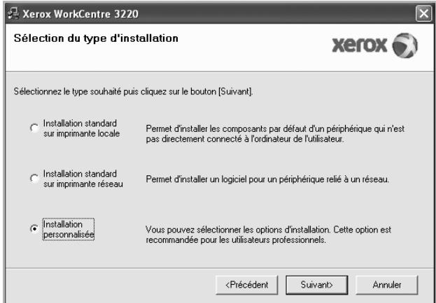 XEROX WORKCENTRE 3220 - Sélectionnez installation personnalisée. cliquez sur suivant. - 1