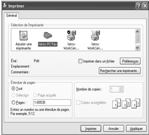 XEROX WORKCENTRE 3220 - Pour envoyer une télécopie via pc-fax - 1