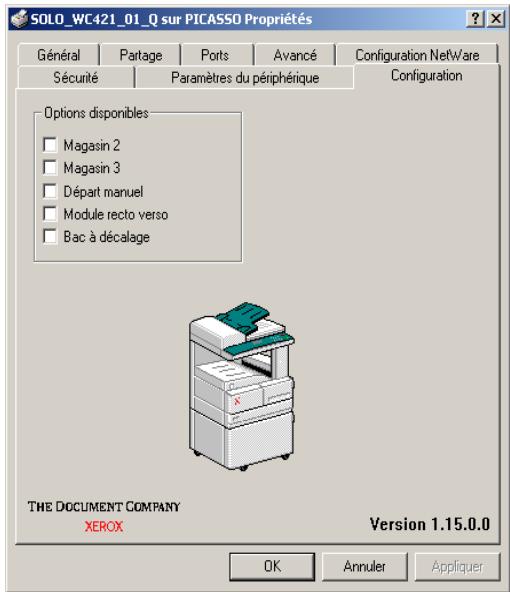 XEROX WORKCENTRE PRO 421DE DIGITAL COPIER - Cliquez sur I'onglet Configuration. - 1