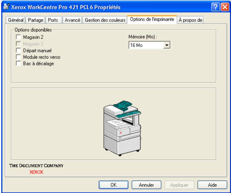 XEROX WORKCENTRE PRO 421DE DIGITAL COPIER - Configuration des propriétés de l'imprimante - 2