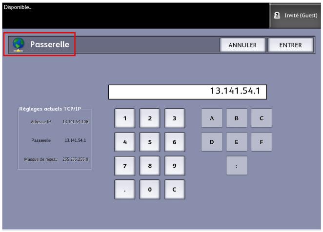 XEROX 6622 - Configuration de la passerelle IP - 1