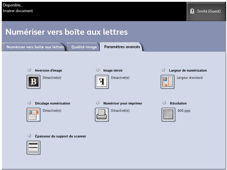 XEROX 6622 - Étape 4 : Sélectionner les fonctions Paramètres avancés - 1