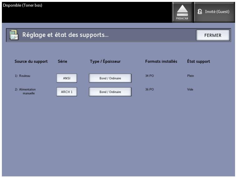 XEROX 6622 - Accès aux réglages du support - 2