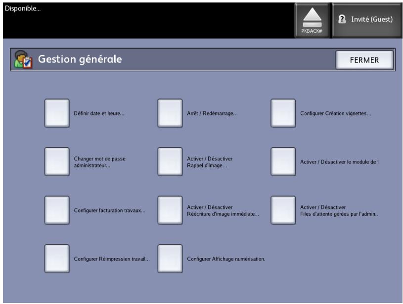 XEROX 6622 - Réglages de Gestion générale - 1