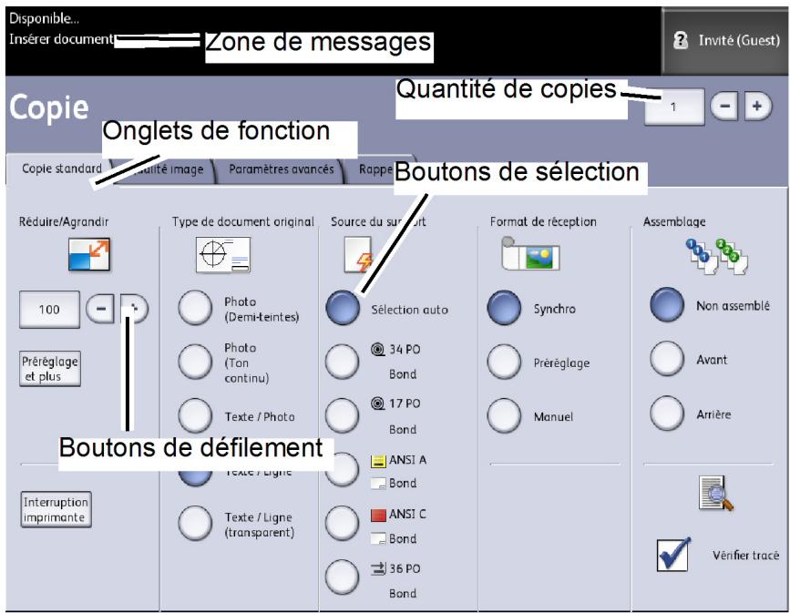 XEROX 6622 - Caracteristiques et fonctions de l'écran tactile - 1