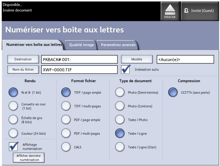 XEROX 6622 - Sélectionner Numérisation vers boîte aux lettres. - 1