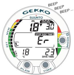 SUUNTO GEKKO - AFFICHAGE EN DESSOUS DE LA PROFONDEUR PLANCHER - 2