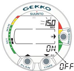 SUUNTO GEKKO - Réglage des alarmes [2 SET ALMS] - 5