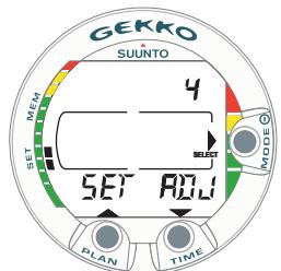 SUUNTO GEKKO - Réglages personalisés [4 SET ADJ] - 1
