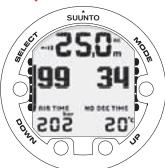 SUUNTO COBRA 3 - Affichage des informations relatives à l'oxygène - 1
